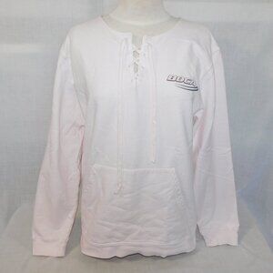 VTG BOCA Athletics Light Pink 1/4 Lace up Front Crewneck Sweatshirt Womens M